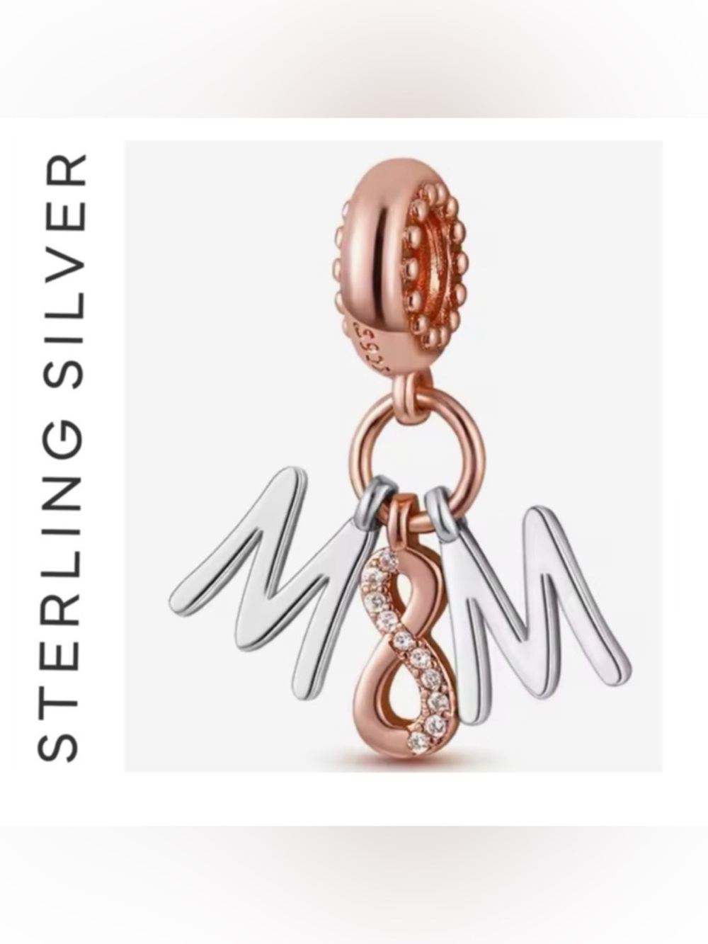🌟 14K Rose Gold Plated Sterling Silver MOM Charm